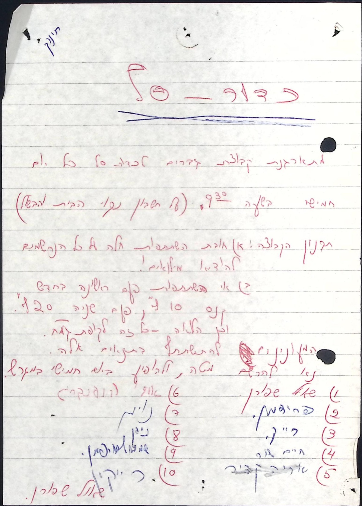 המודעה עם שמות הנרשמים.