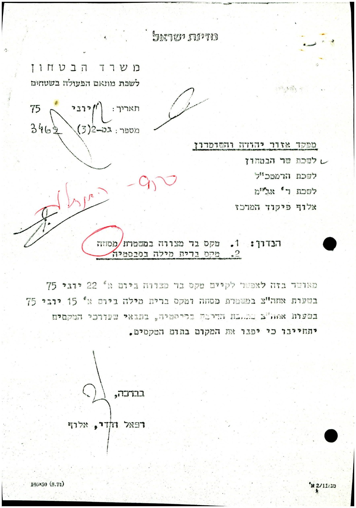 12 ביוני 1975 פרסום אישור משרד הביטחון