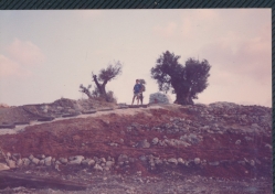 אלבום תיעוד מיזם הקמת פארק הגורן בקיץ 1988 (באדיבות איצ'ה ניסן, תשפ"ו 2026)
איצ'ה ניסן במעלה המדרגות החדשות.